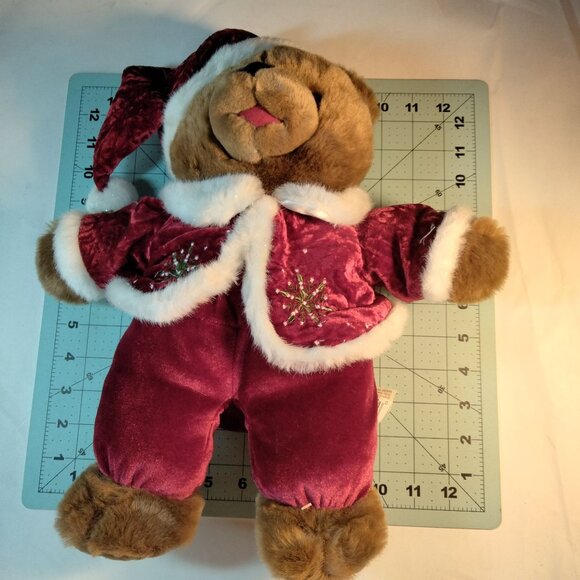 Dan Dee Christmas Teddy Bear Plush Red Velvet White Snowflake Vintage 2005 - Picture 3 of 6